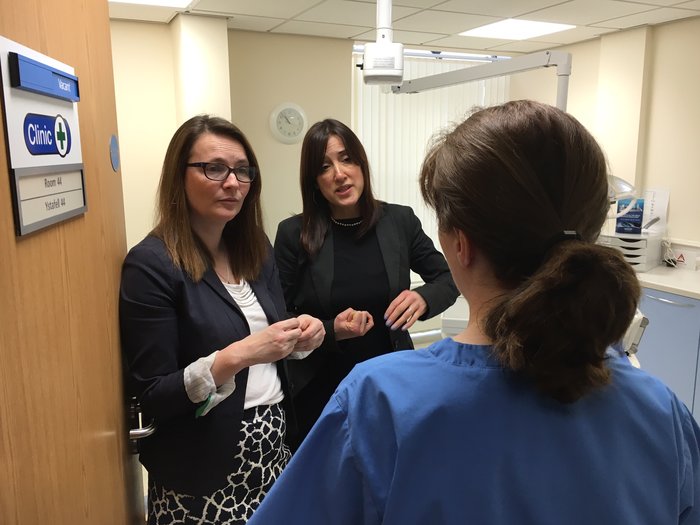 Jane Dodds and Kirsty Williams visit Oswestry Health Centre