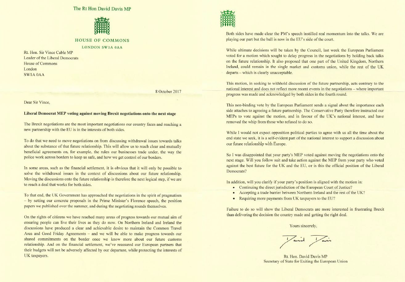 David Davis calls for Catherine Bearder MEP to be sacked!