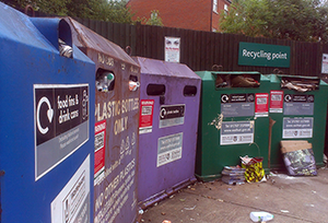 Overflowing Recycling Bins: Blackfan Road morrisons-bins.png