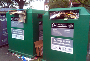 Overflowing Recycling Bins: Moors Walk moors-walk-bins.png