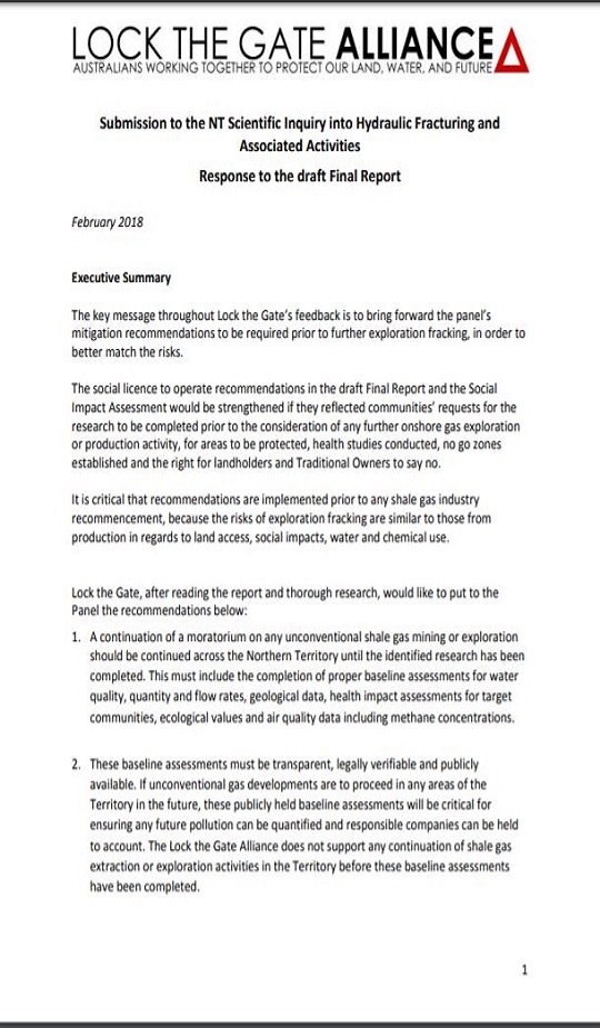 Lock the Gate Submission to the NT Fracking Inquiry Logo