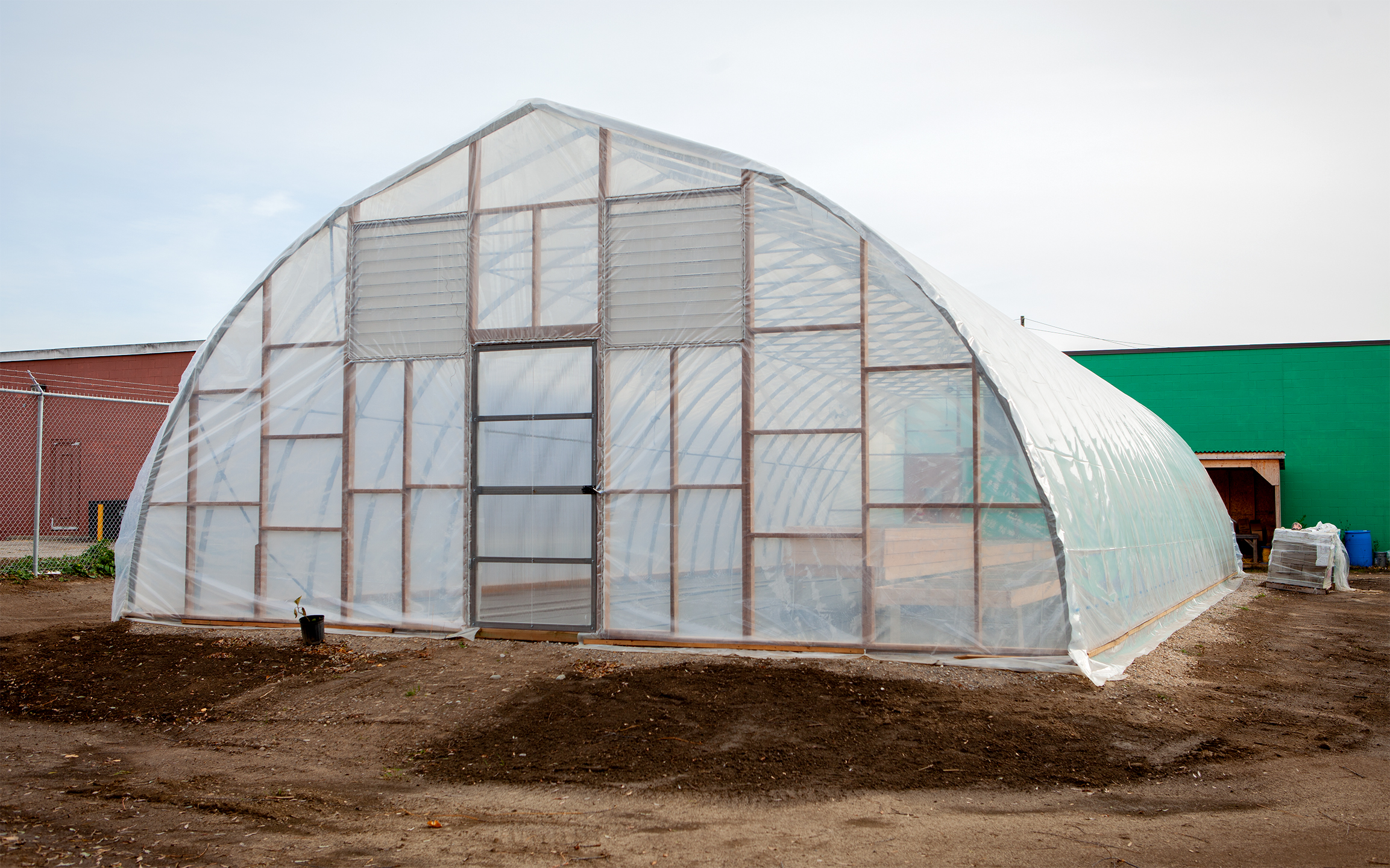 Newly built hoop house