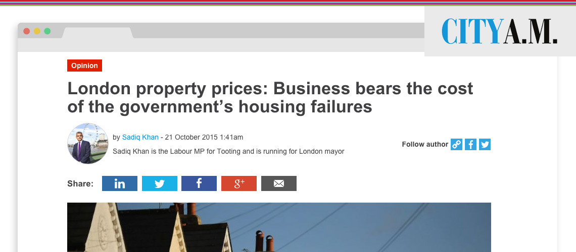 The housing crisis is not just pushing Londoners into poverty – it’s bad for our economy and business.