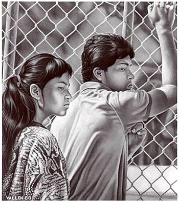 No Human Being is Illegal, drawing by Mark Vallen