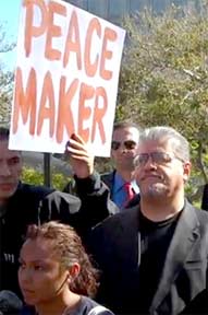 Luis J. Rodriguez at the June 30 Press Conference following the denial of bail for Alex Sanchez. Luis J. Rodriguez at the June 30 Press Conference following the denial of bail for Alex Sanchez.
