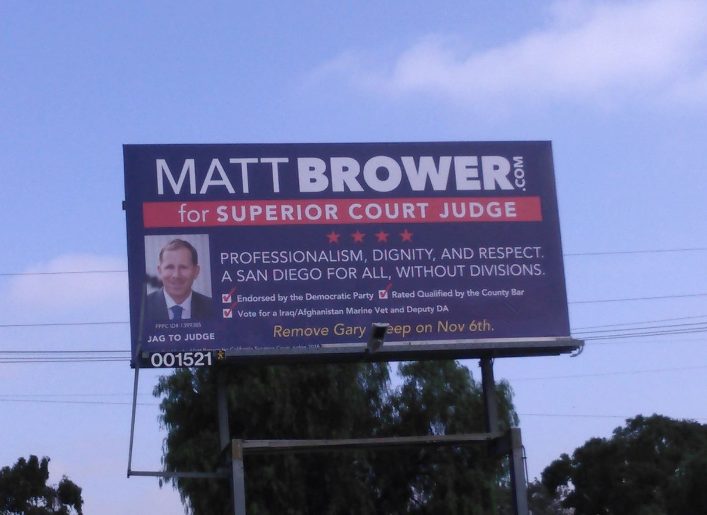 Brower 4 Judge Billboard in North Park Oct 18