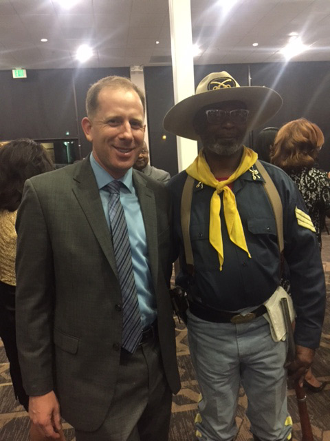 With a Buffalo Soldier Reenactor at the BAPAC Annual Gala in October 2018