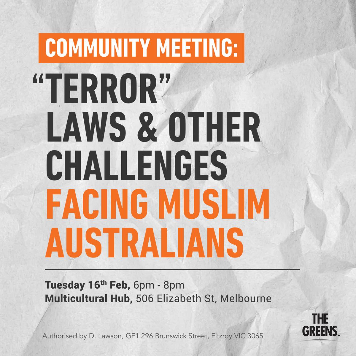 Community Meeting -- Terror Laws & Other Challenges Facing Muslim Australians
