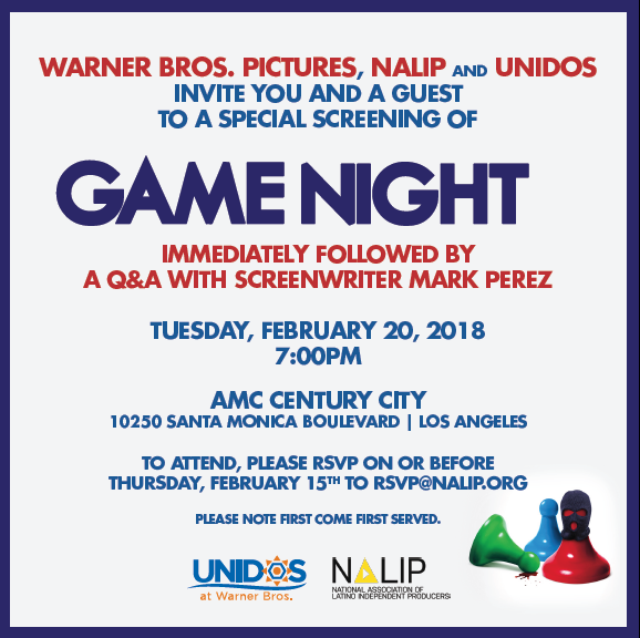 Game Night Screening and Q&A with Screenwriter Mark Perez