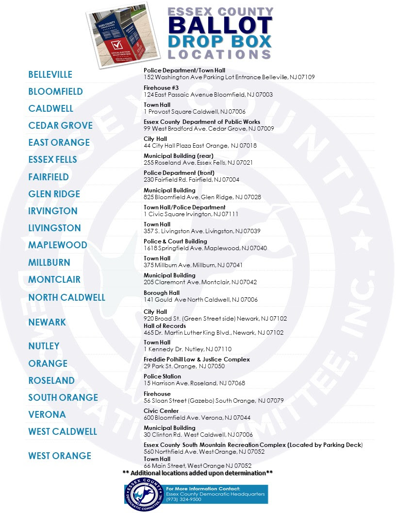 Dropbox Locations — Essex County — General Election 2020 NJ 11th For