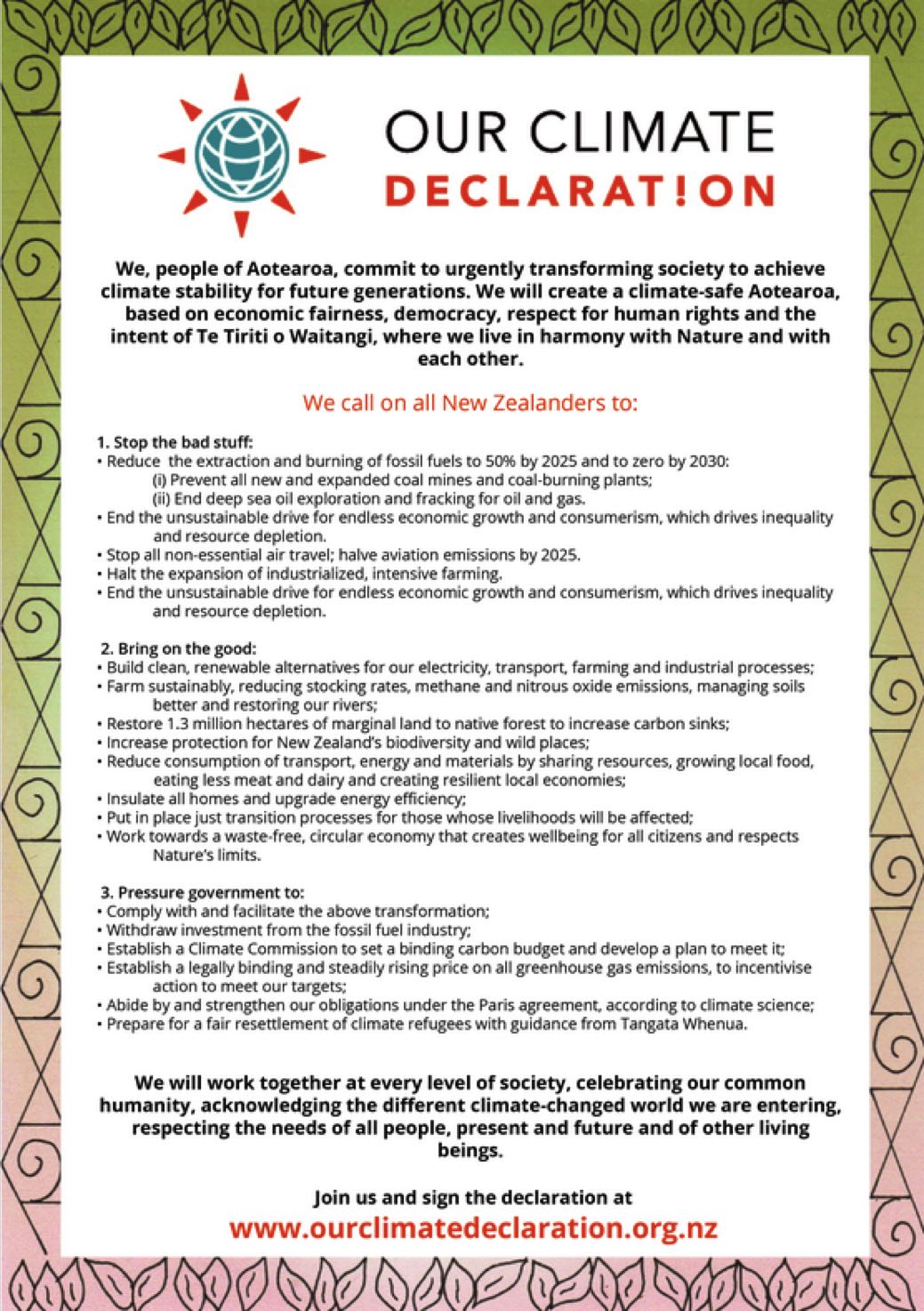 Our Climate Declaration A4 Poster