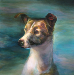 Portrait of Laika from the exhibit, Lives of Perfect Creatures - Dogs of the Soviet Space Program - Credit MJT.