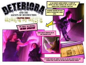 Villain Ultra-Violet from Chapter 3 of <i>Deteriora and the Agents of Destruction</i>. Courtesy of the Indiana Historical Society.