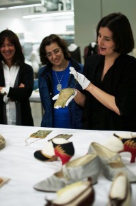 Clare Sauro using the DHCC at an educational seminar about 1920s fashion. Courtesy of the Drexel Historic Costume Collection, Drexel University.