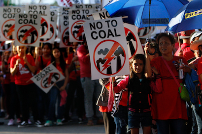 Protesters in the Philippines protesting coal