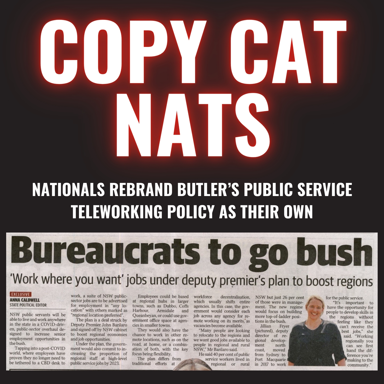 COPY CAT NATS - Nationals rebrand Butler’s Public Service Teleworking policy as their own Image