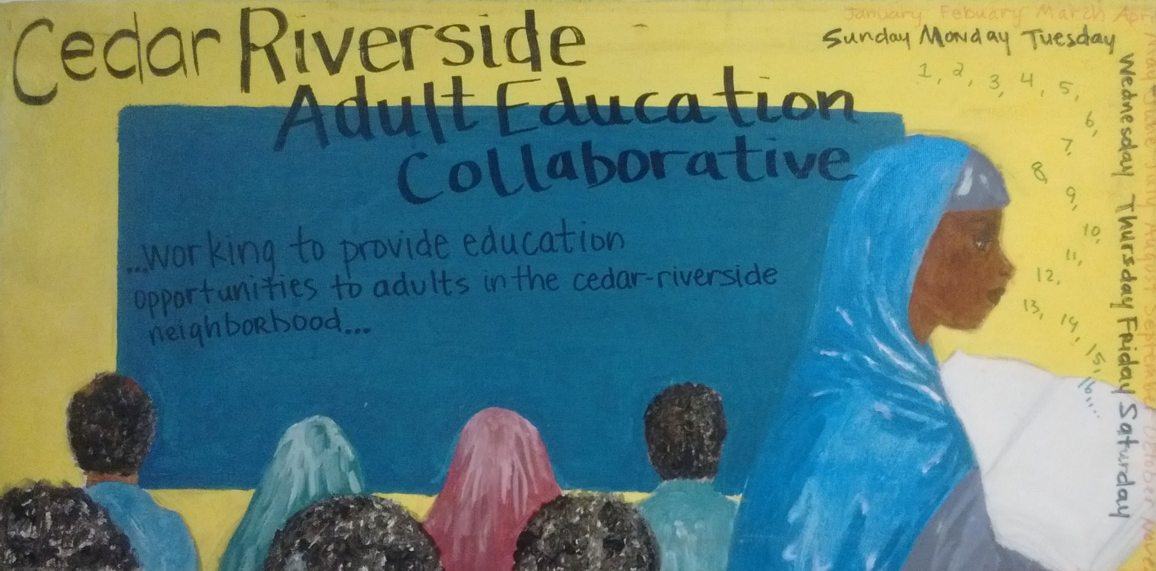 Painting of East African students in class