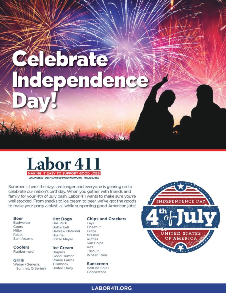 Union Made Products To Celebrate The 4th Of July South Bay Afl Cio Labor Council
