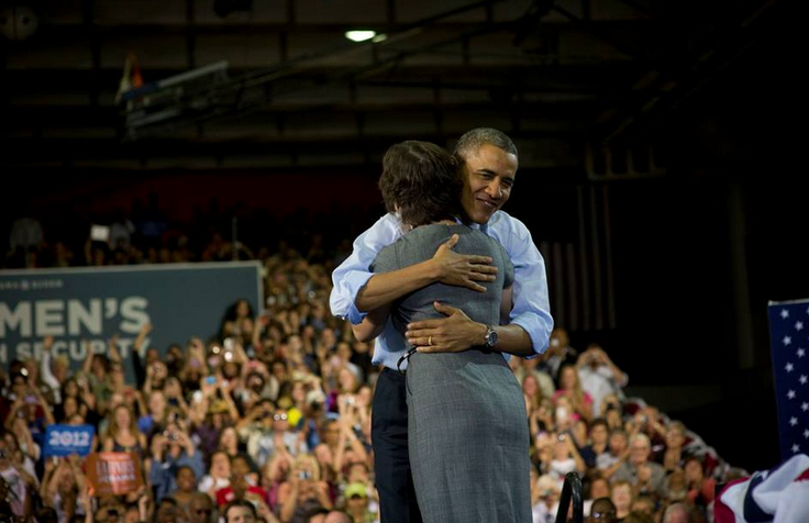 Sandra stood with the President