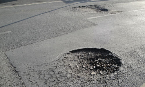 Pothole in a road