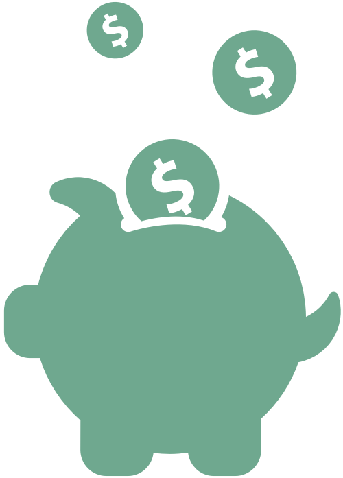 Icon of coins falling into a piggy bank