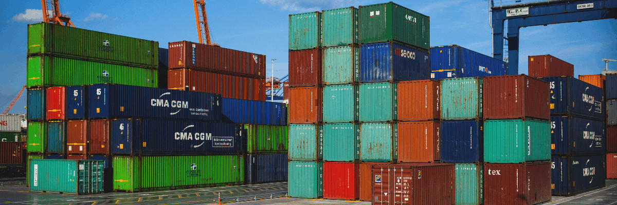 Shipping containers at a port.
