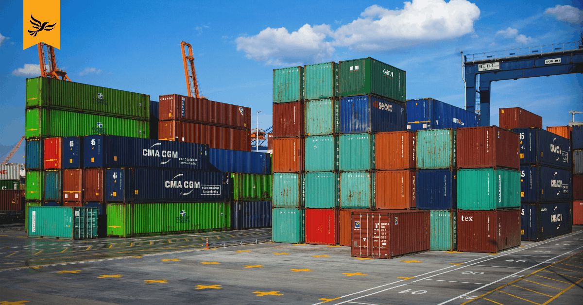 Shipping containers at a port.