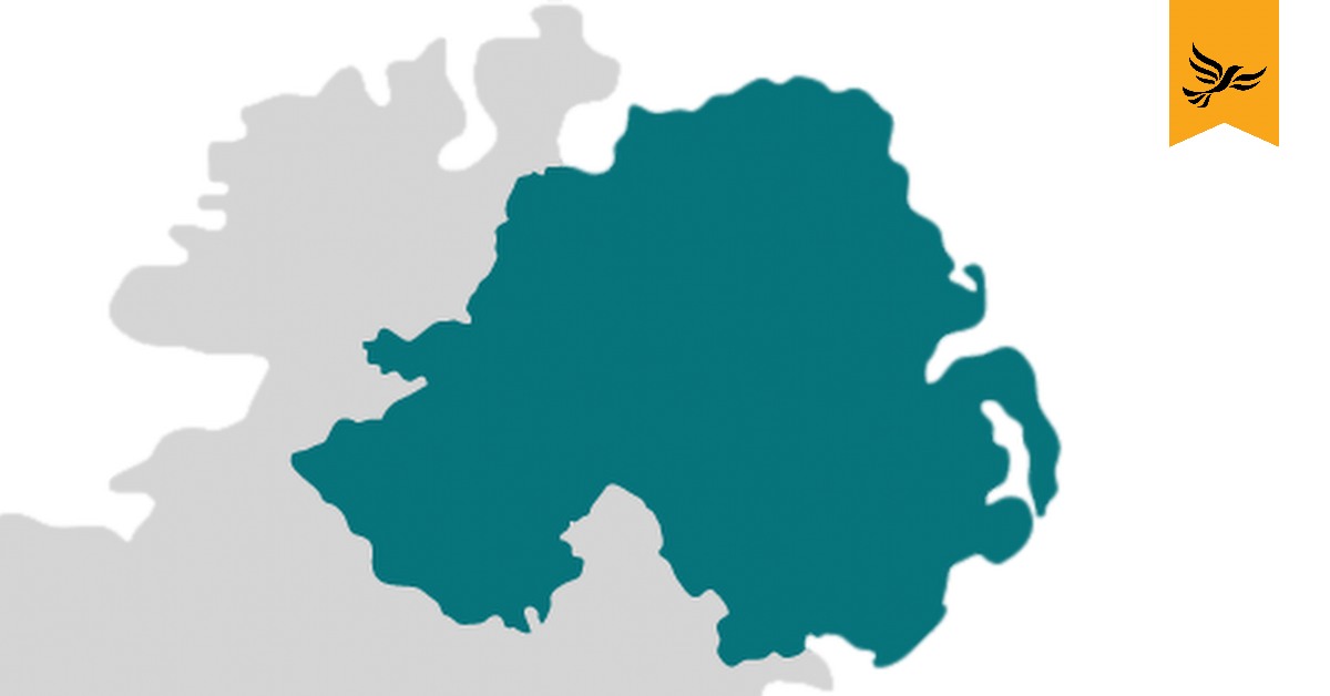 Outline of Northern Ireland on a map.