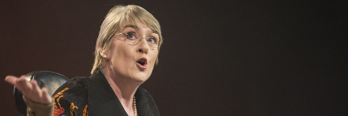 Sal Brinton speaking at Lib Dem conference.