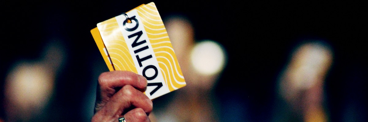Voting card at Lib Dem conference.
