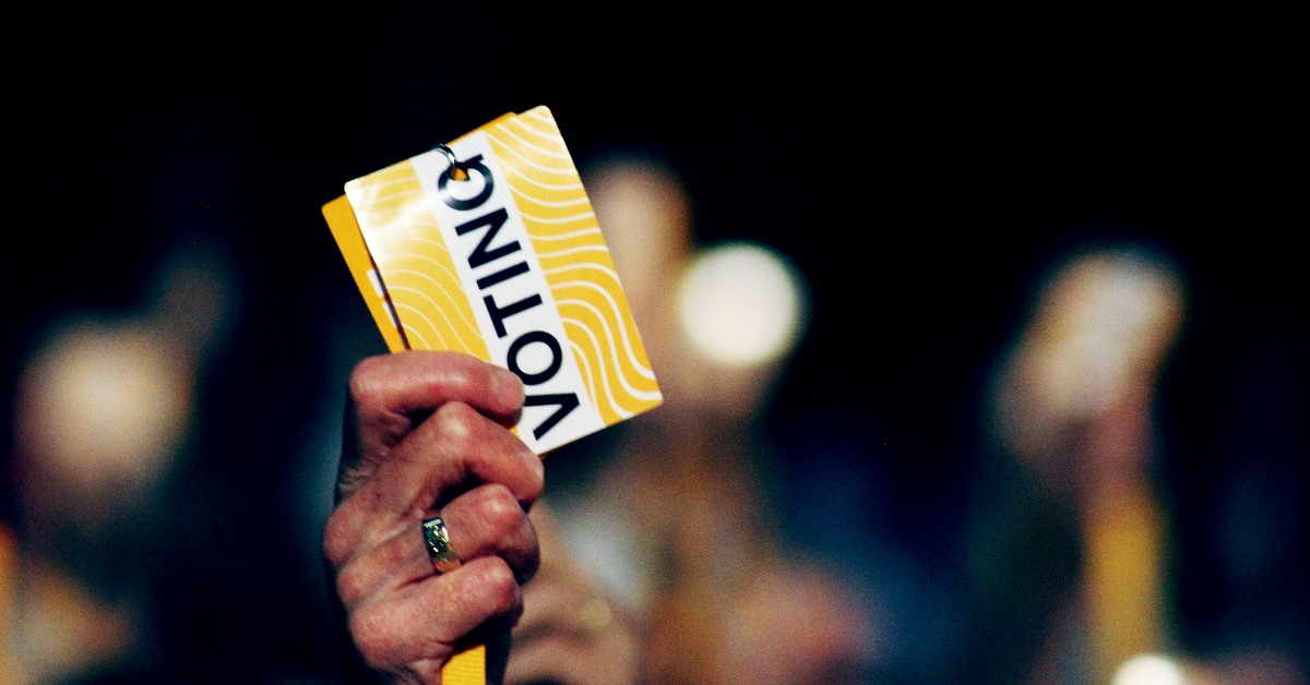 Voting card at Lib Dem conference.