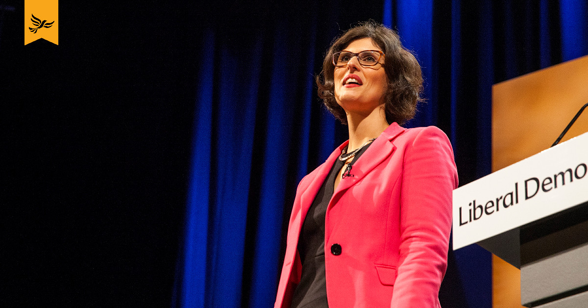 Layla Moran speaking at Lib Dem conference.