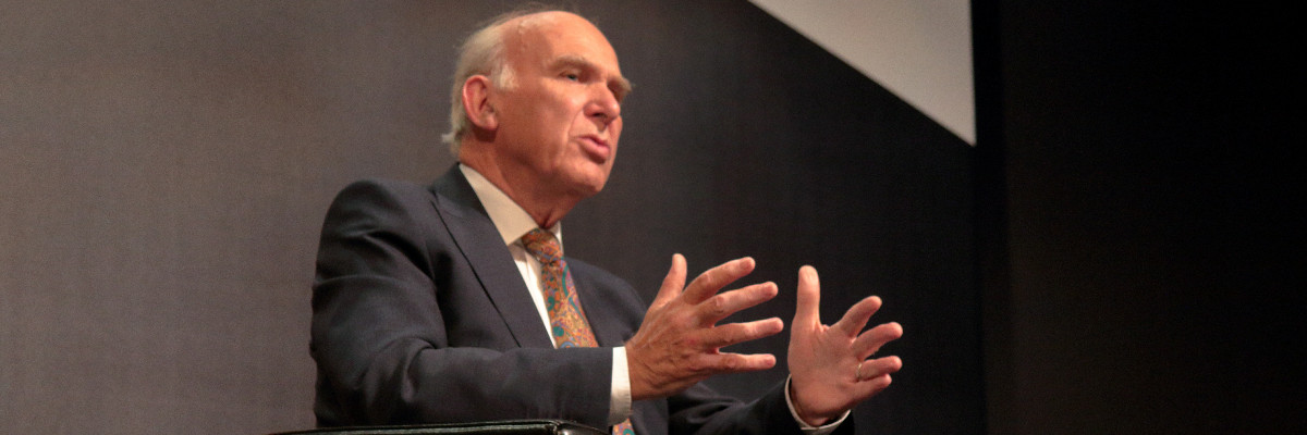 Vince Cable speaks at Lib Dem conference.