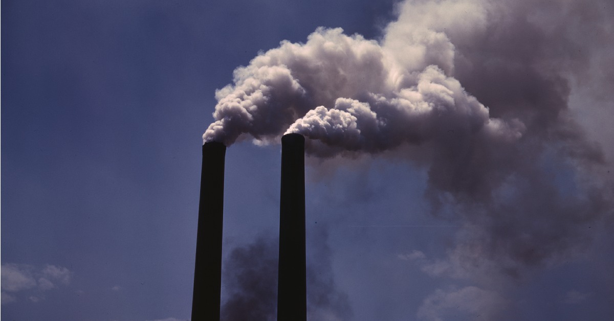 Chimney stacks with smoke