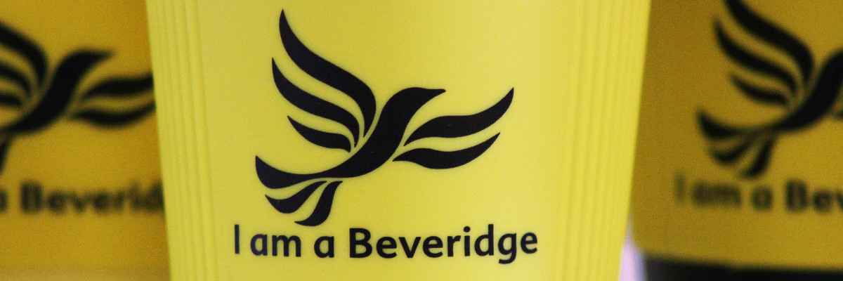 A Liberal Democrat Coffee Cup. A recyclable one too, isn't that nice.