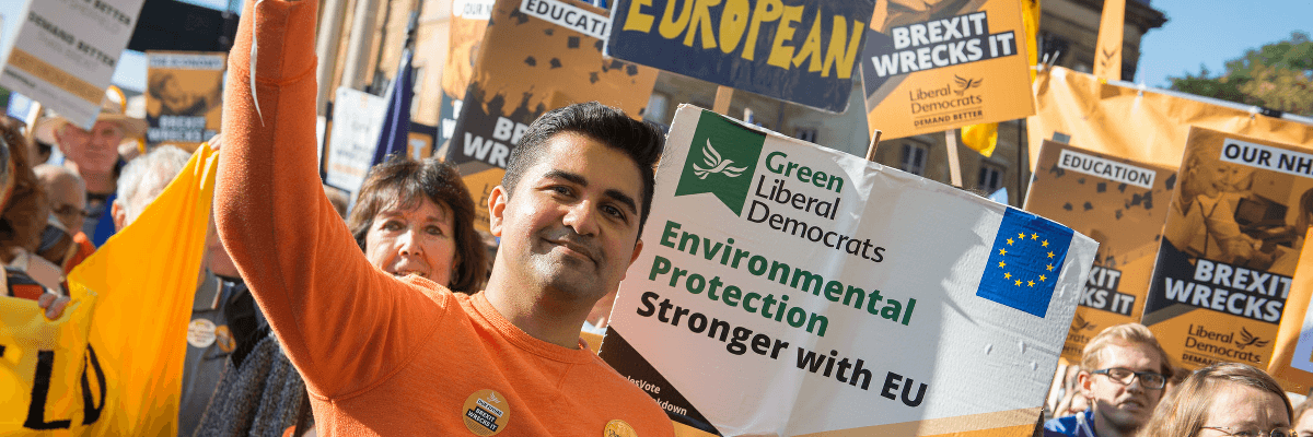 Liberal Democrats marching against Brexit