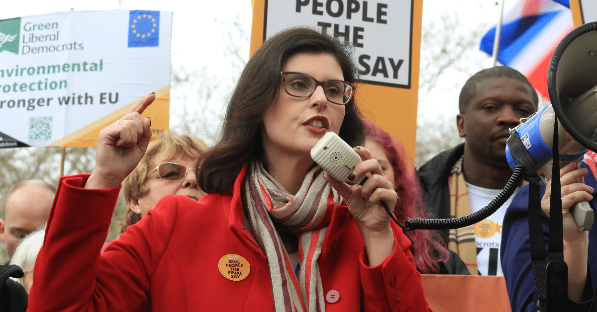 Layla Moran speaks at anti-Brexit march