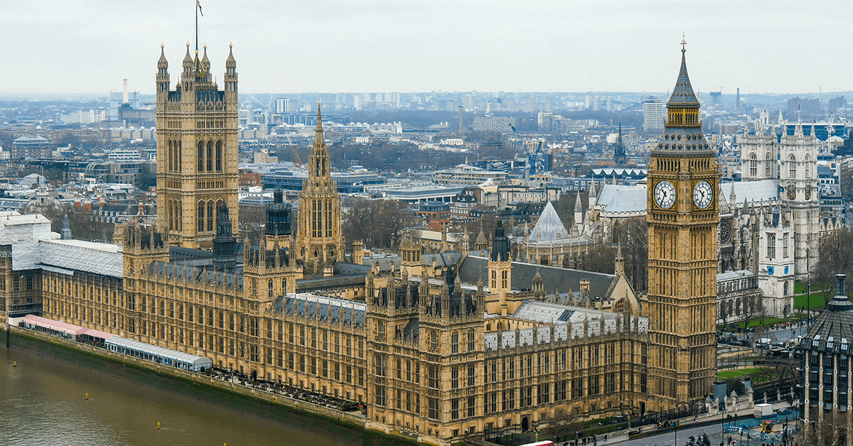 The Palace of Westminster from the air