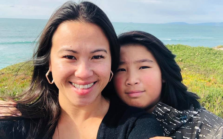Sheng with her son