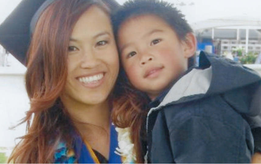 Sheng at graduation with her son, Ben