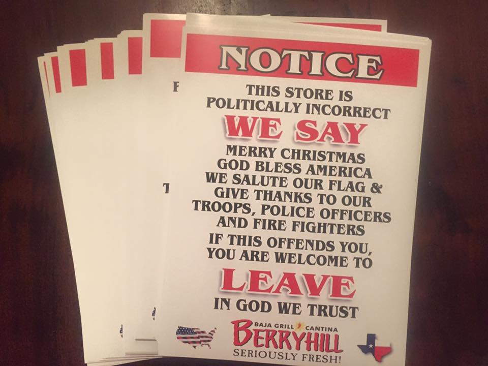 Restaurant Proudly Insists It's Being 'Politically Incorrect' By