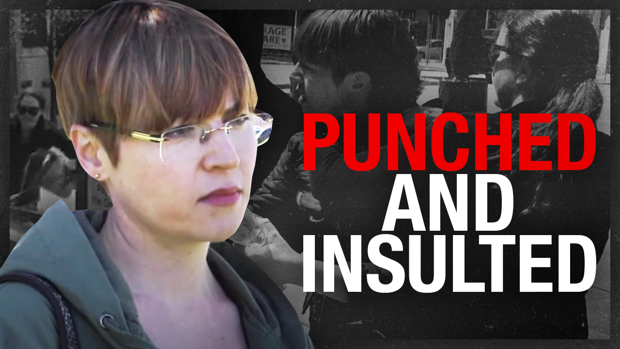 Alleged assault on camera: Woman attacked after asking for directions to anti-lockdown protest