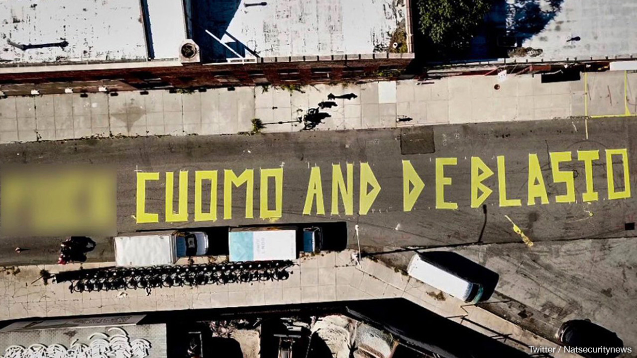NYC residents paint “F*** de Blasio and Cuomo”