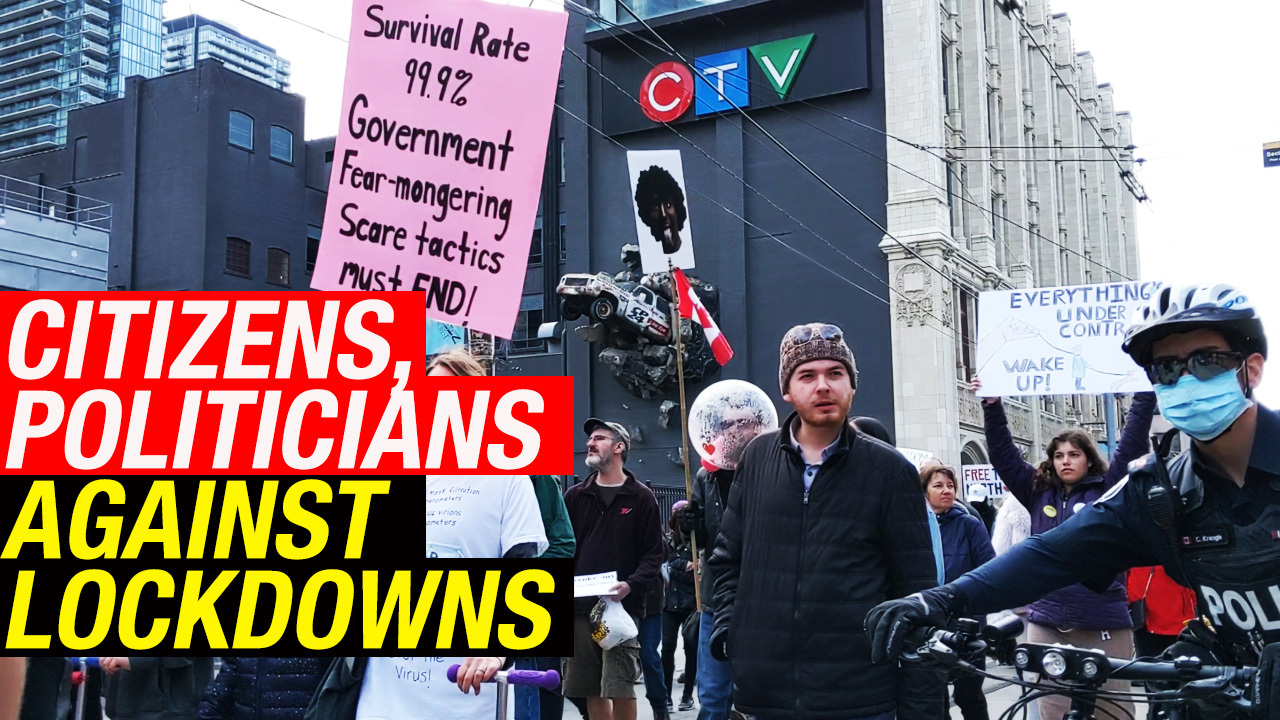 Protesters, politicians flood downtown Toronto for anti-lockdown protest