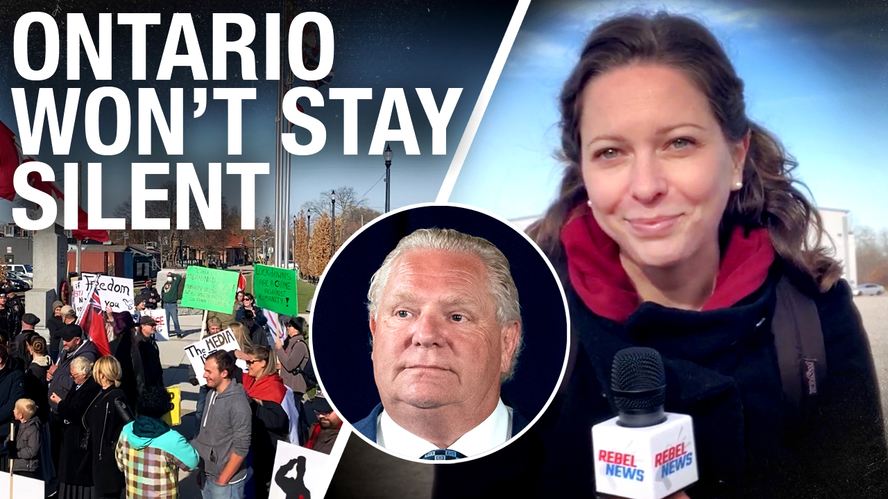 Lockdown protesters demand government, media “STOP SPREADING FEAR” in St. Thomas, Ontario