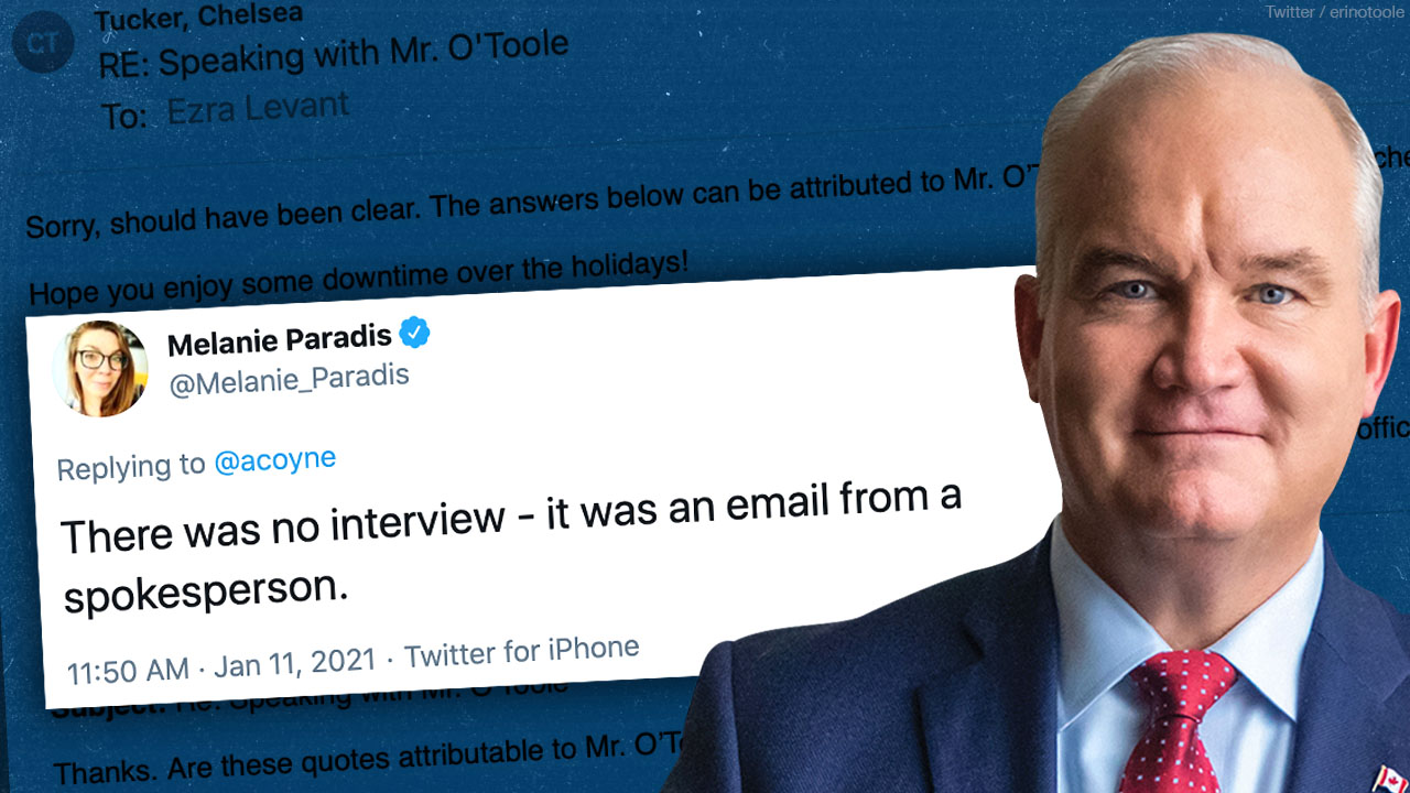 Conservative comms director denies Ezra Levant's interview with Erin O'Toole — so Ezra released the emails!