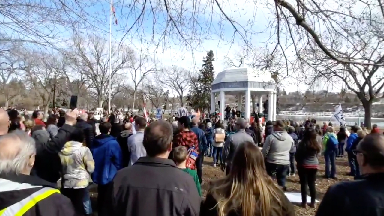 Prairie protesters rally against COVID restrictions in Saskatchewan