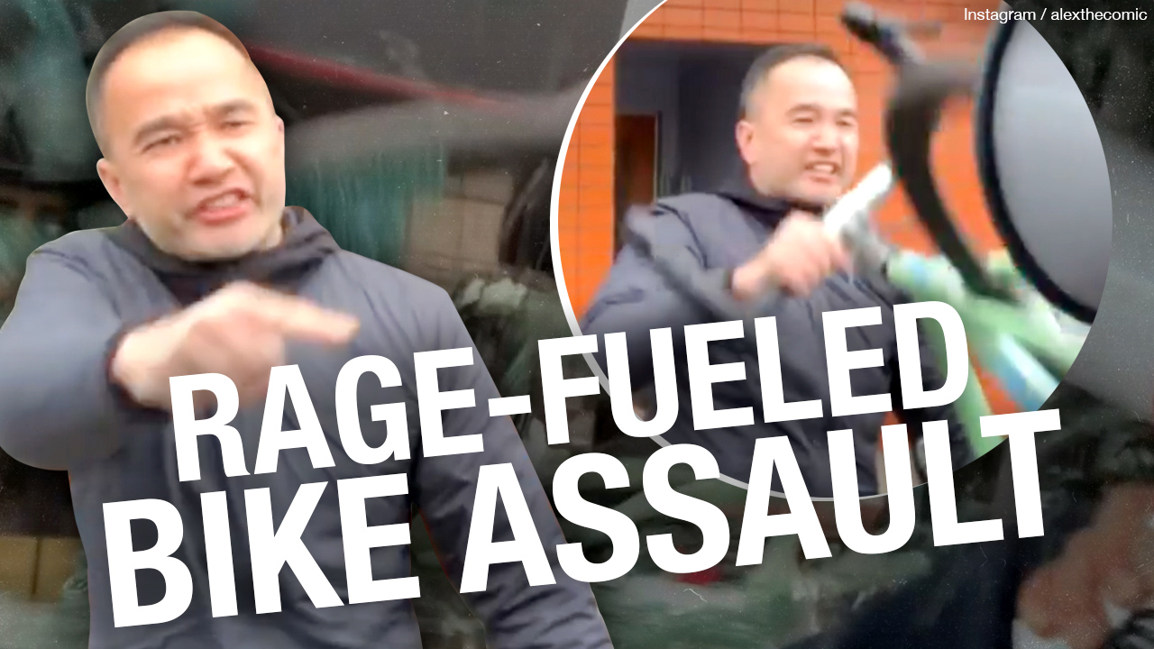 WATCH: Pro-masker attacks peaceful freedom protester with bicycle
