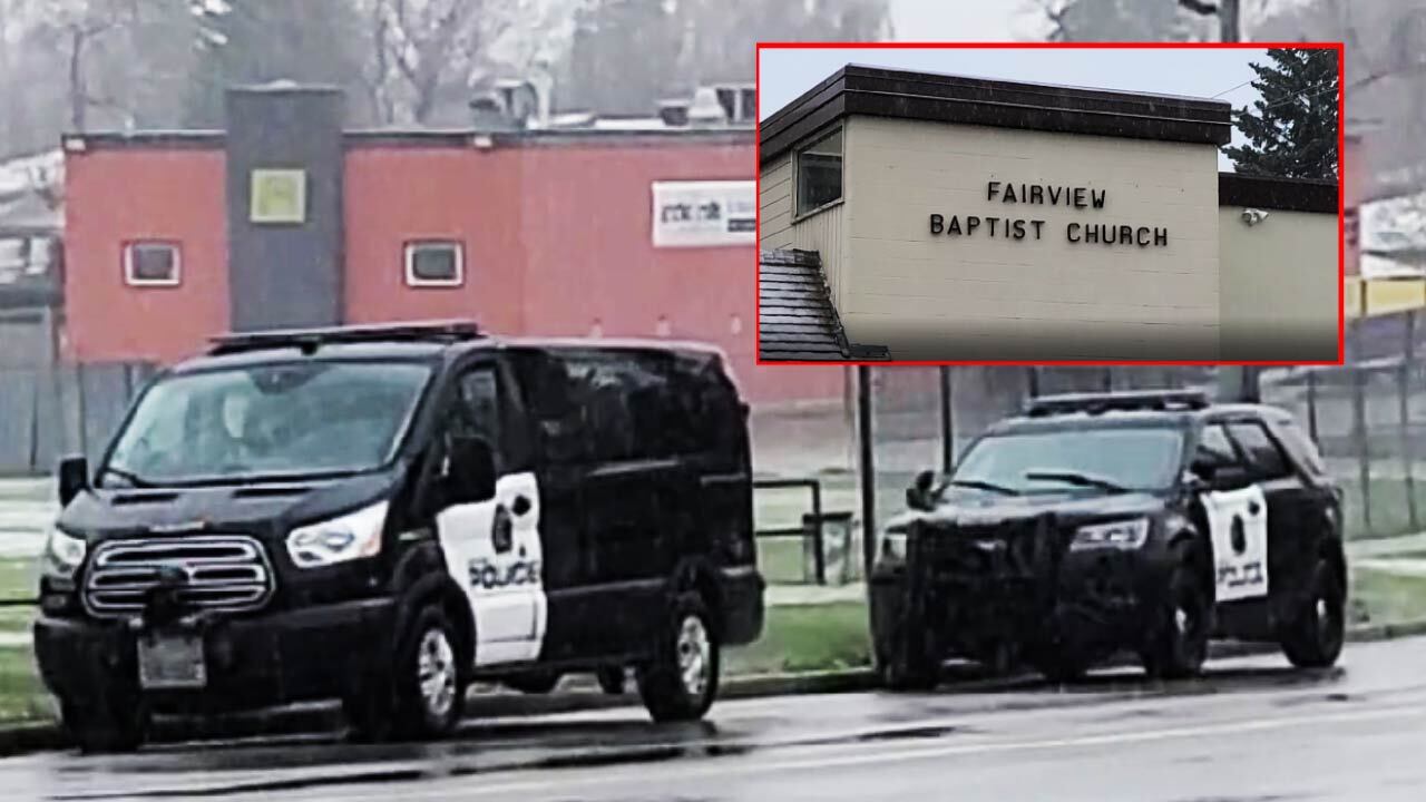 Police outside of Calgary's Fairview Baptist Church