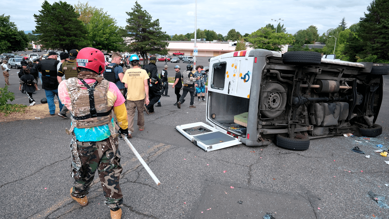 Violent clashes take place between Antifa, Proud Boys in Portland after right-wing rally
